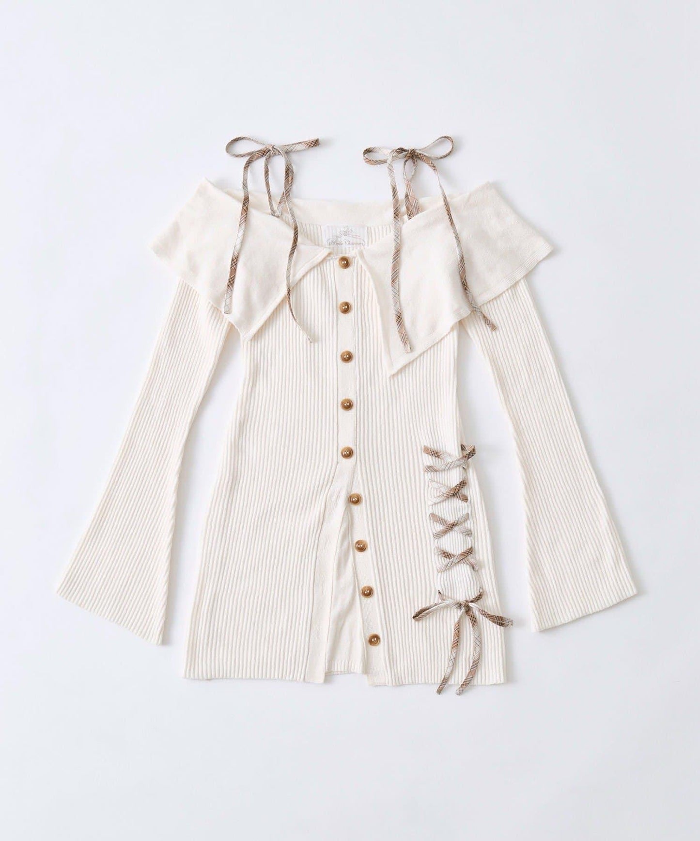 【Belle Charme】繫帶露肩針織連衣裙