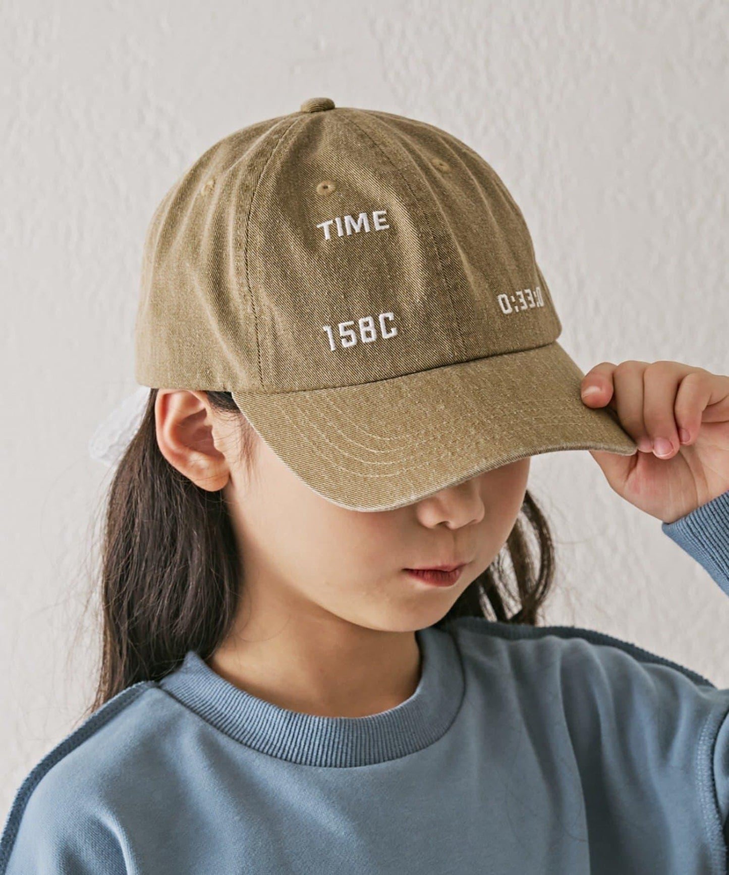 【KIDS】棉質蕾絲帶顏料工藝TIME字母棒球帽