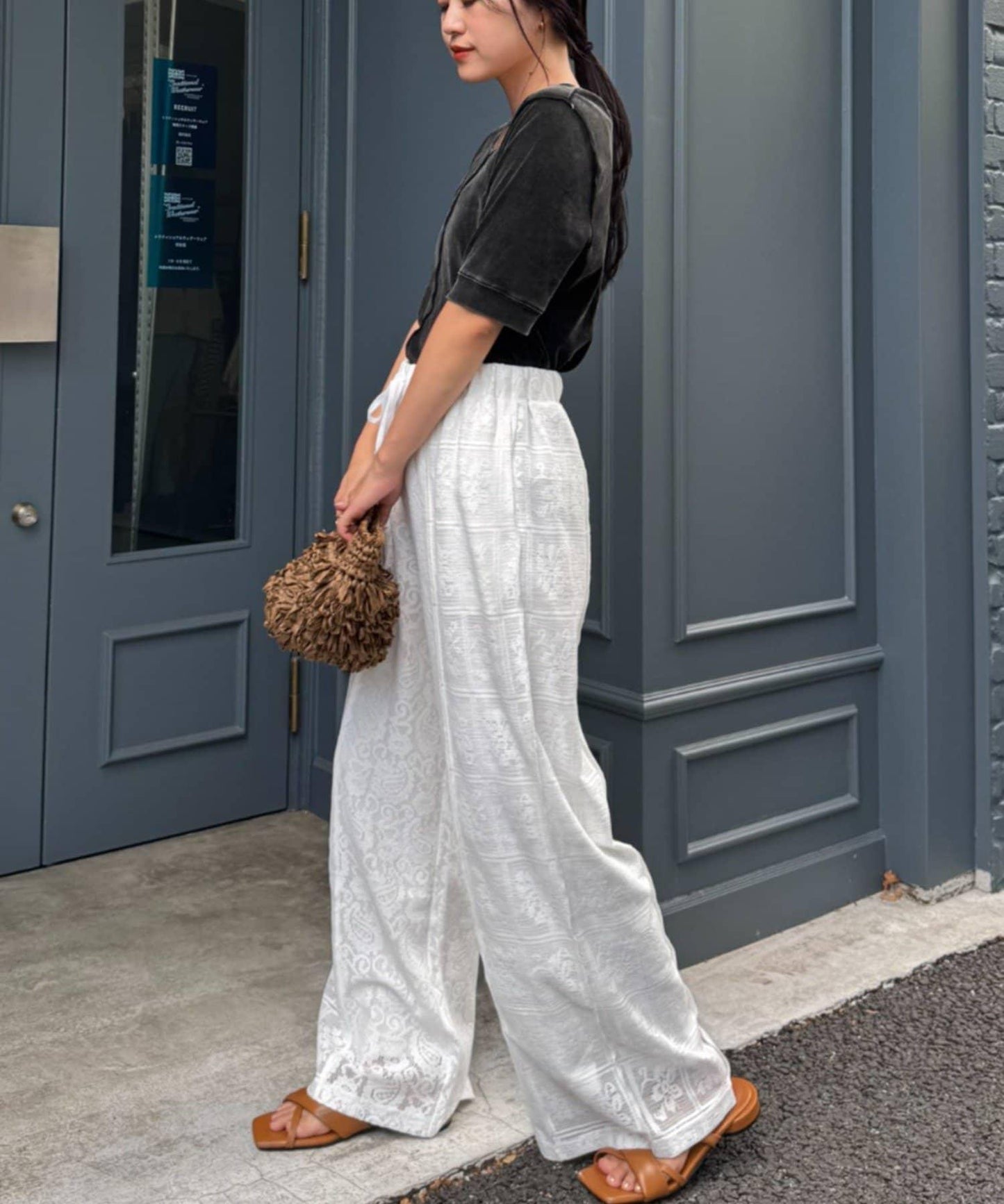 透視植絨復古工藝短袖上衣