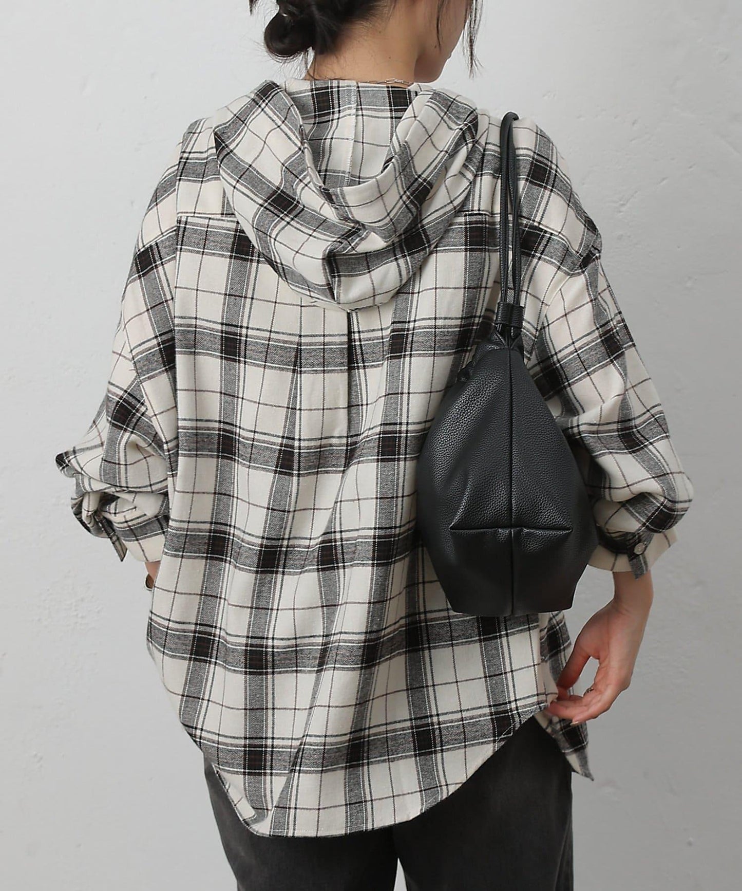 【AW/】磨毛格紋連帽襯衫