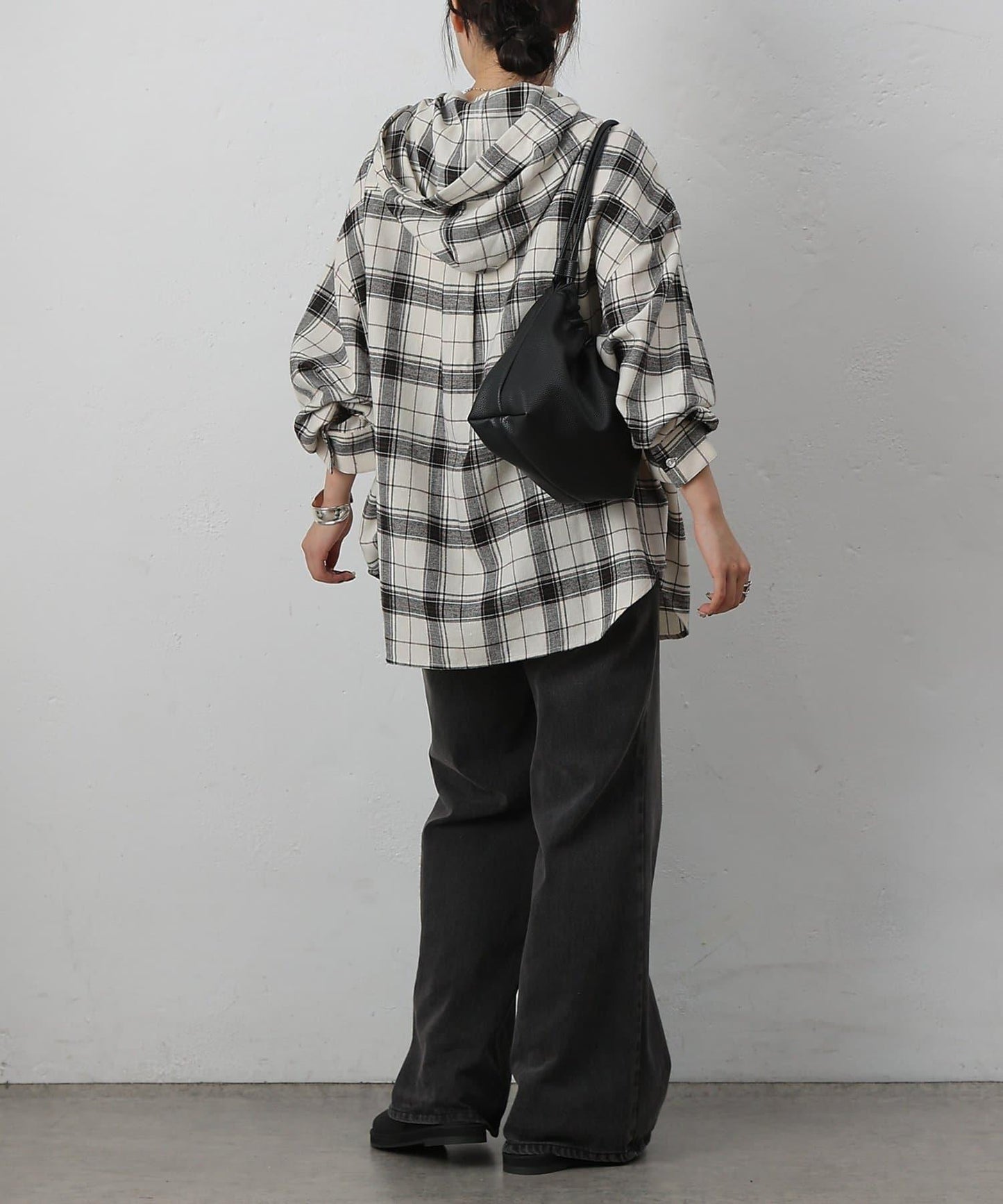 【AW/】磨毛格紋連帽襯衫