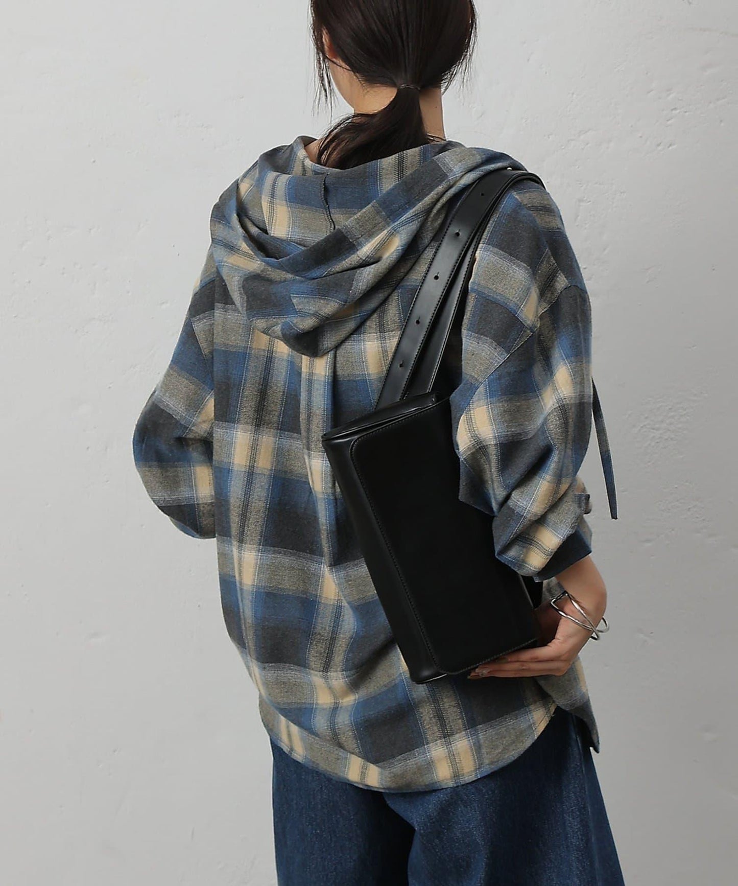 【AW/】磨毛格紋連帽襯衫