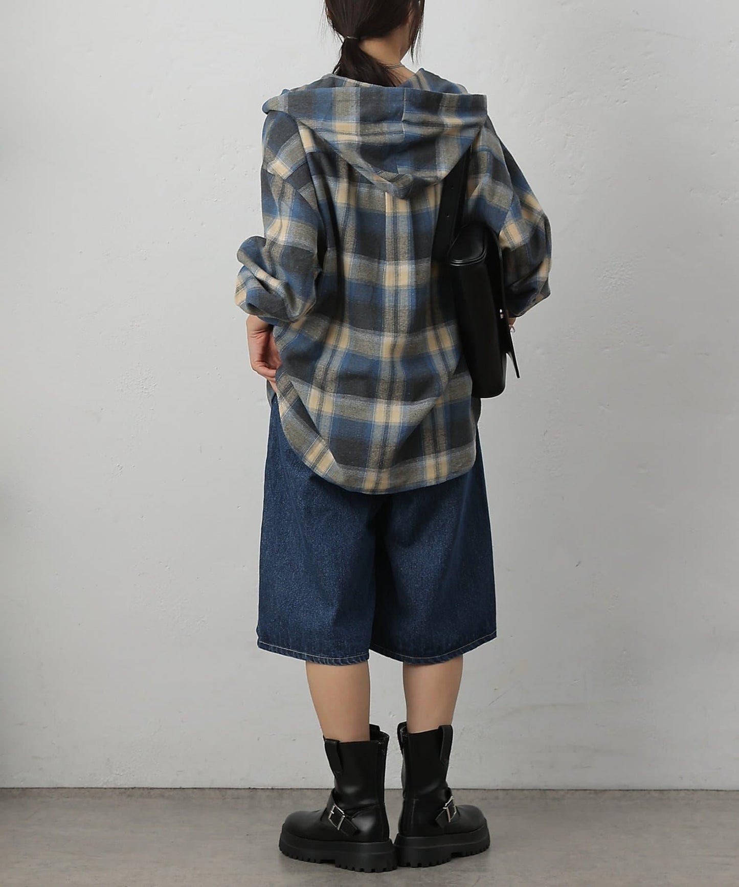 【AW/】磨毛格紋連帽襯衫