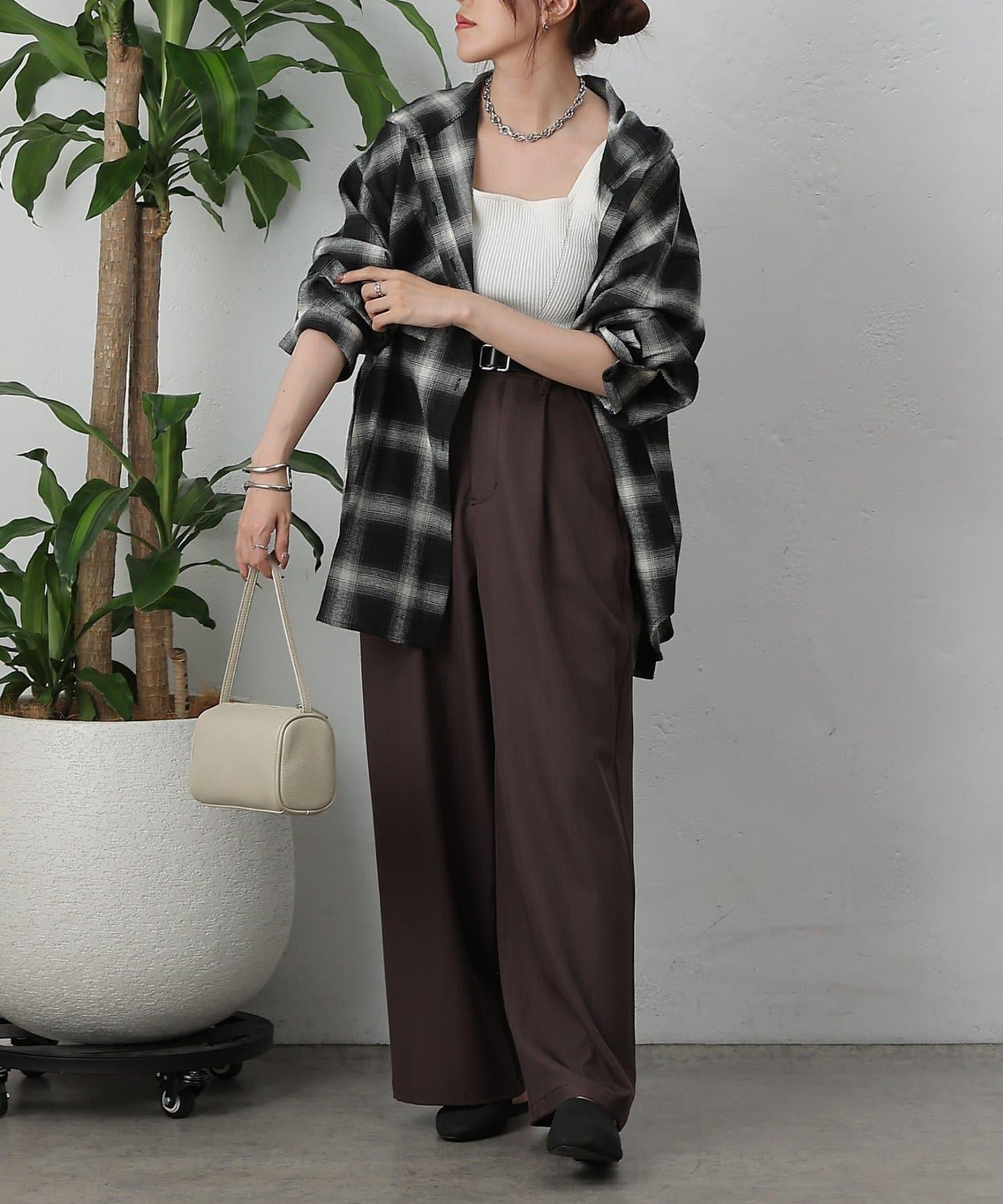 【AW/】磨毛格紋連帽襯衫