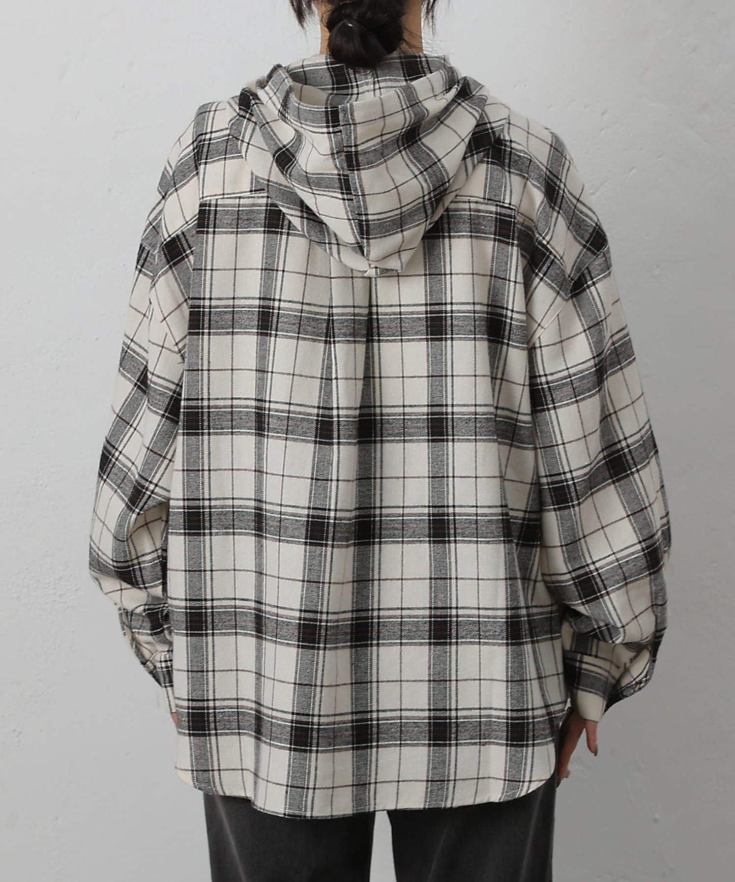 【AW/】磨毛格紋連帽襯衫