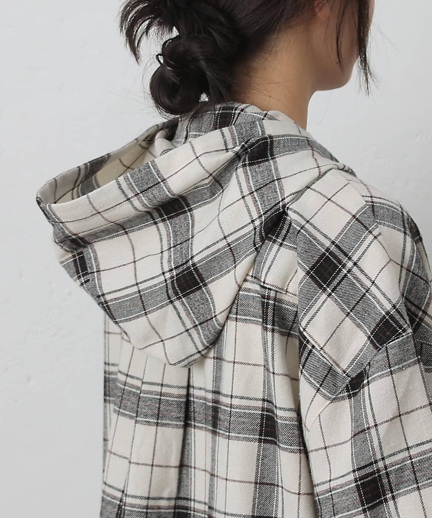 【AW/】磨毛格紋連帽襯衫