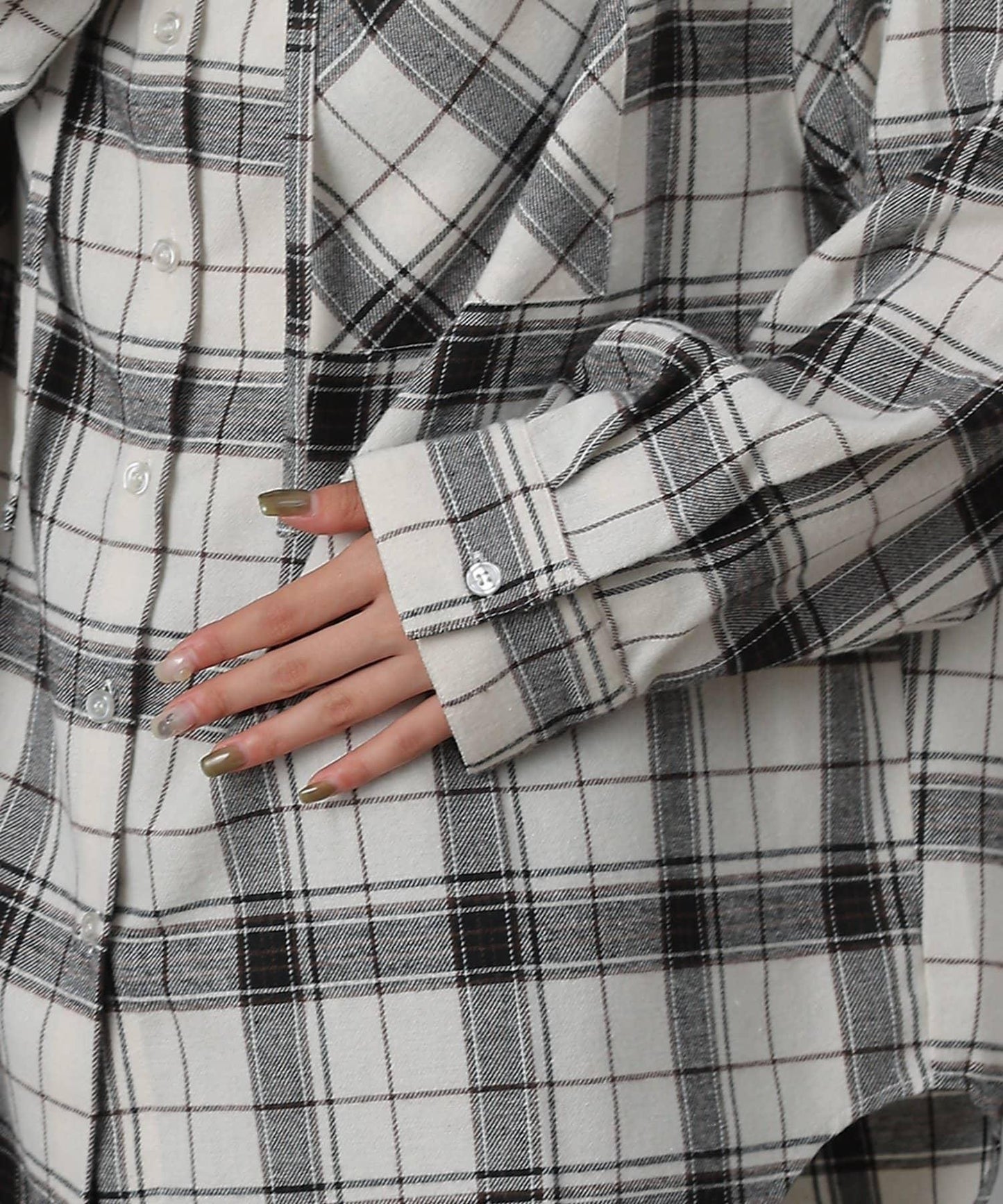 【AW/】磨毛格紋連帽襯衫