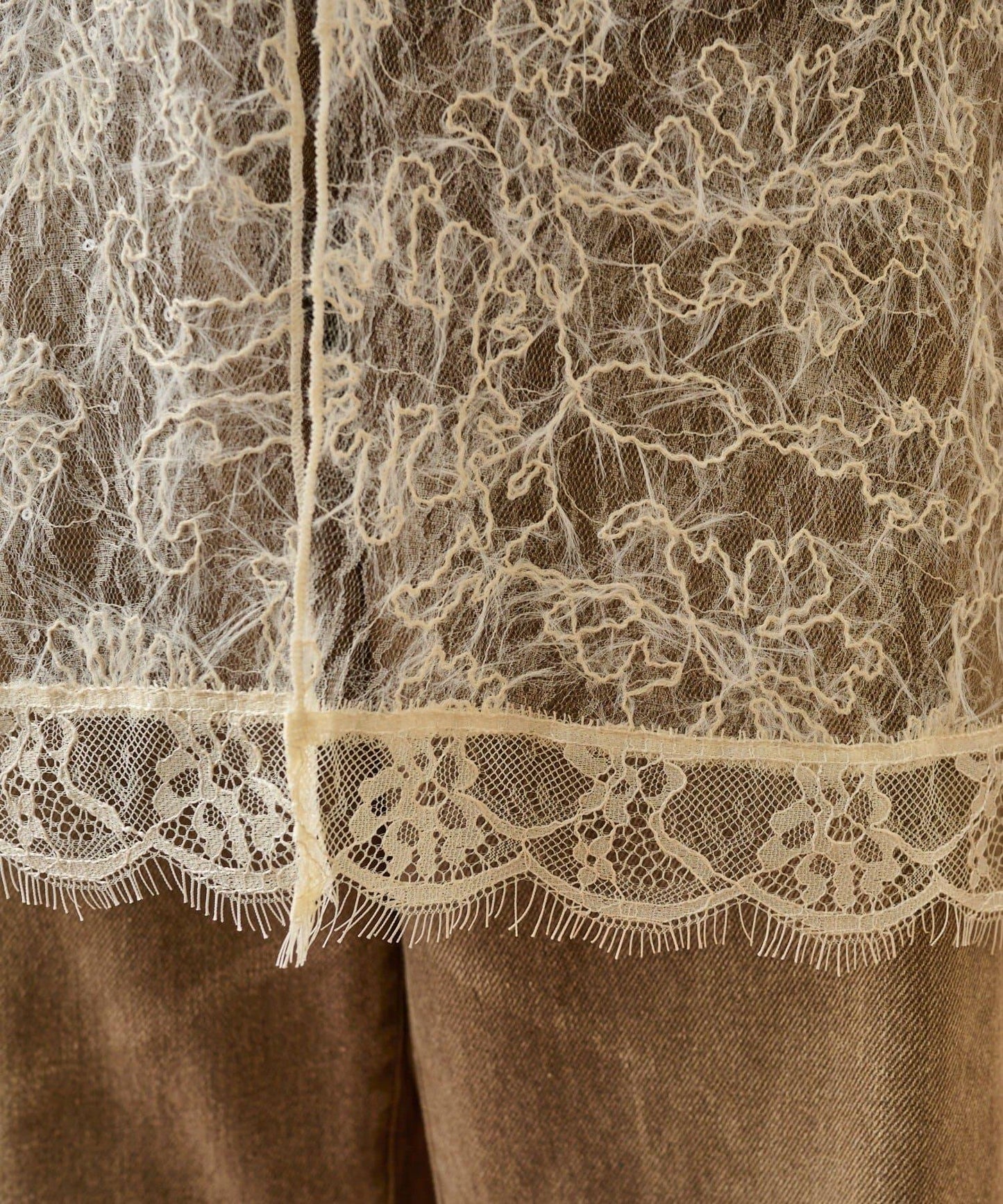 長毛蕾絲背心長款上衣