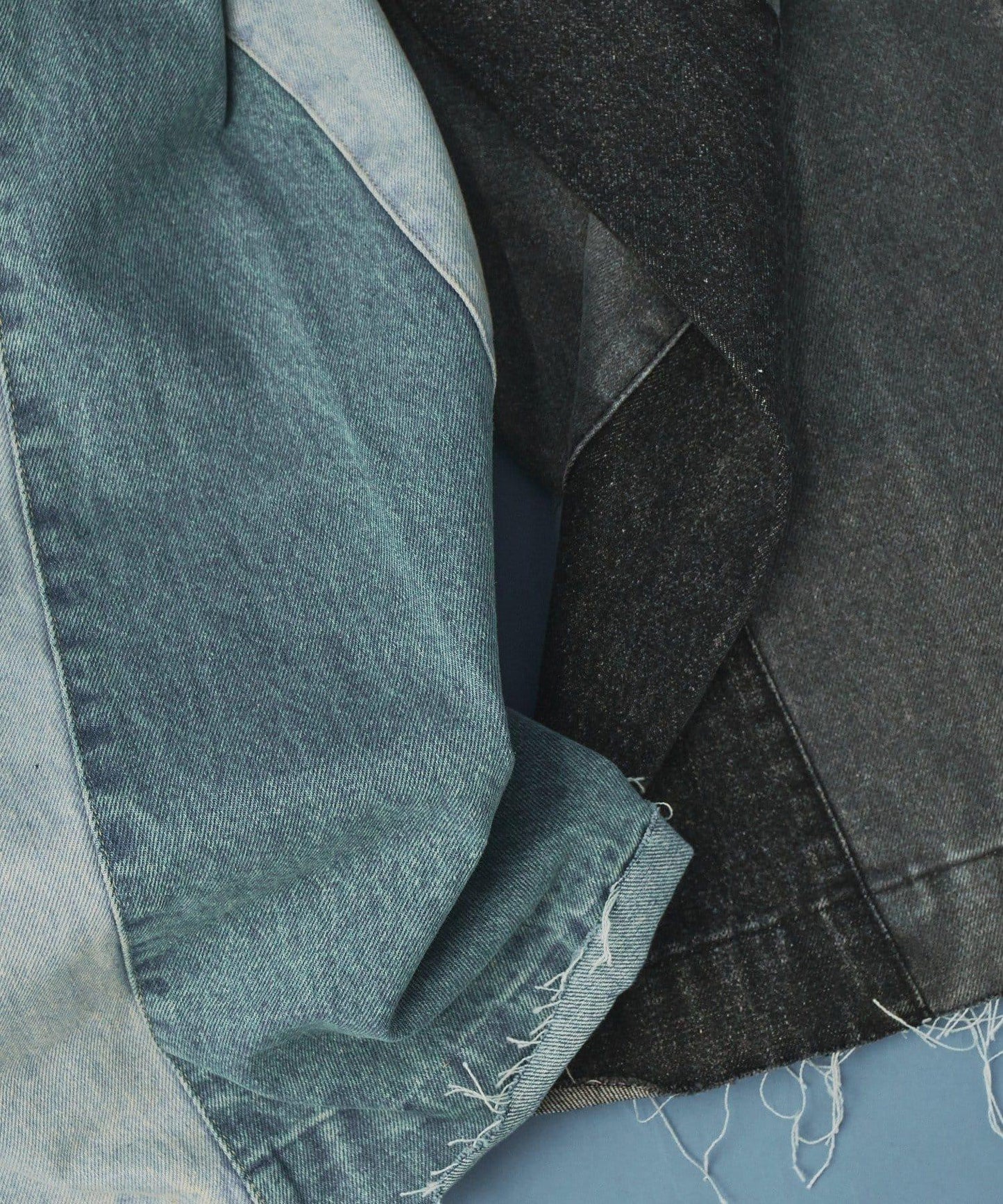 【高腰顯腿長】拼接牛仔褲