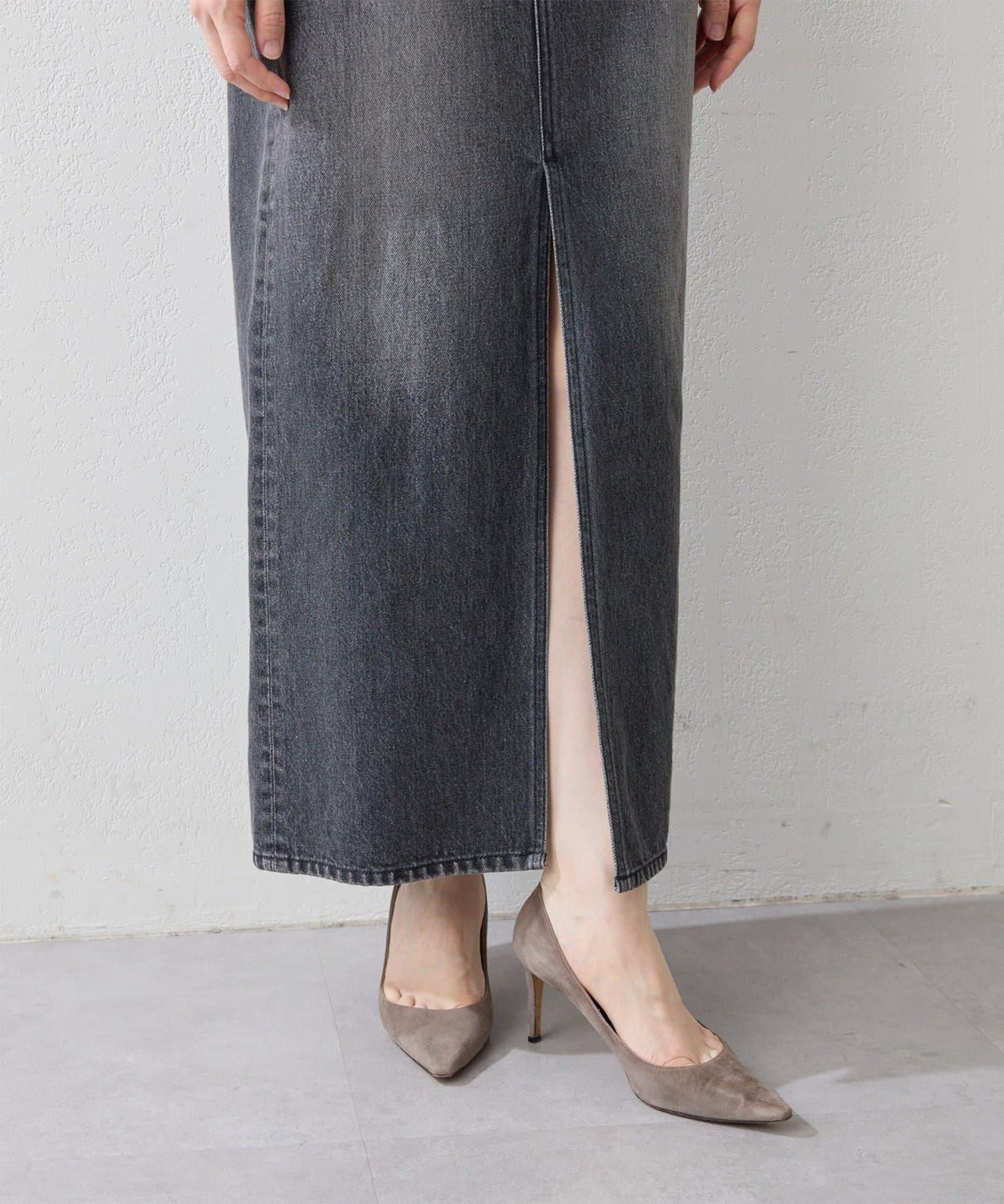 牛仔開叉半身裙