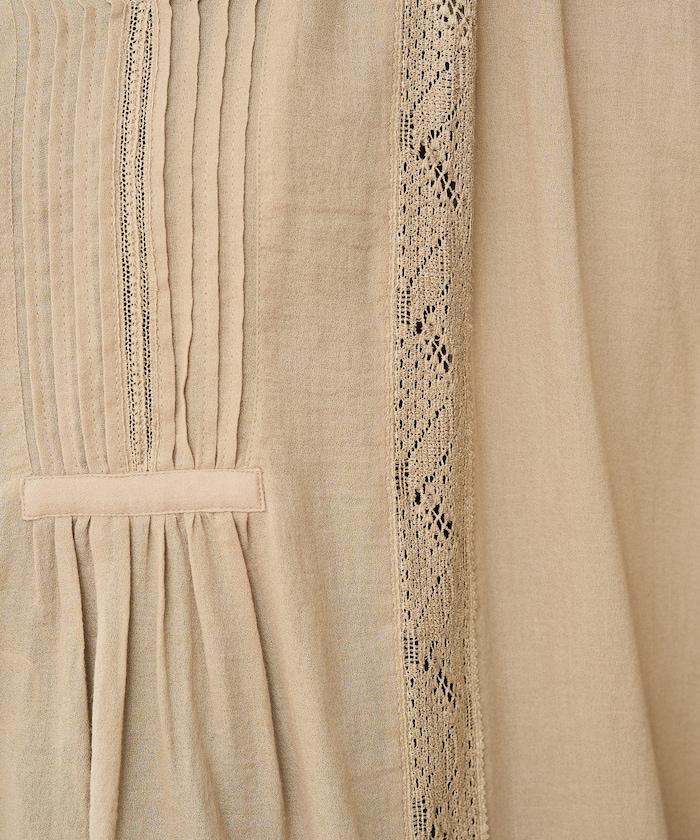 印度蕾絲褶飾長袖襯衫