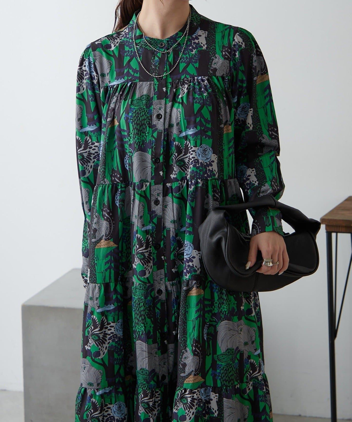 【NAO】【色有】多款圖案拼接層疊連衣裙