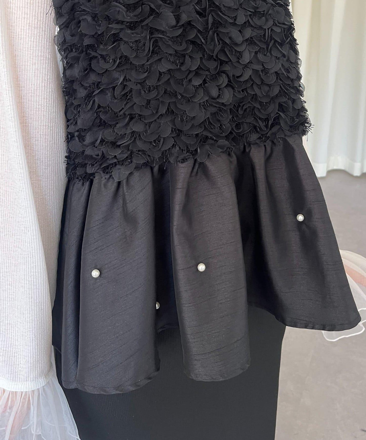 【總選舉參賽單品】花卉圖案珍珠荷葉邊背心