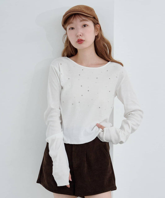 【2025AW】鉚釘羅紋針織上衣