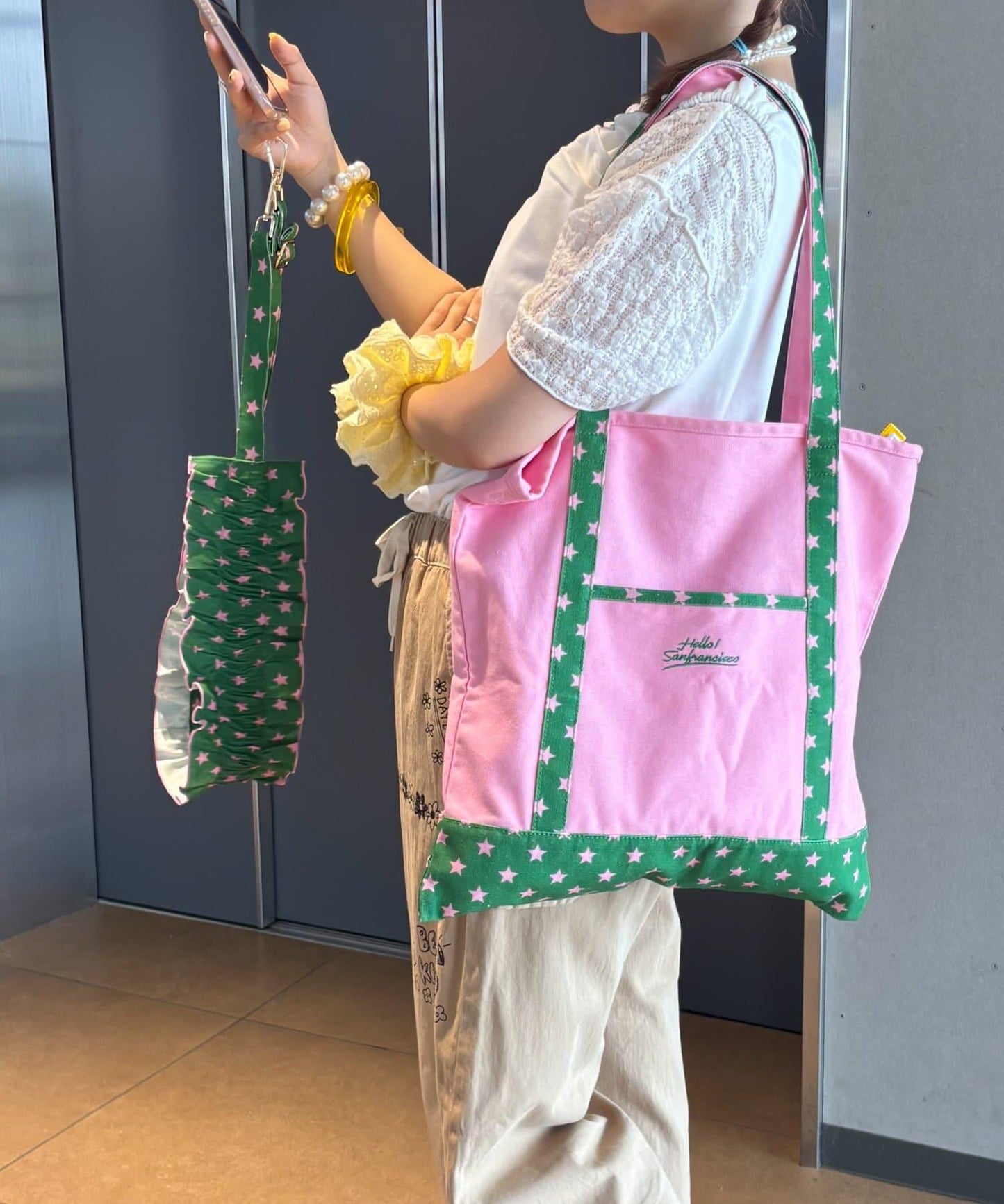 (momo企畫)【HELLO.SANFRANCISCO】帶手機斜挎包的應援托特包