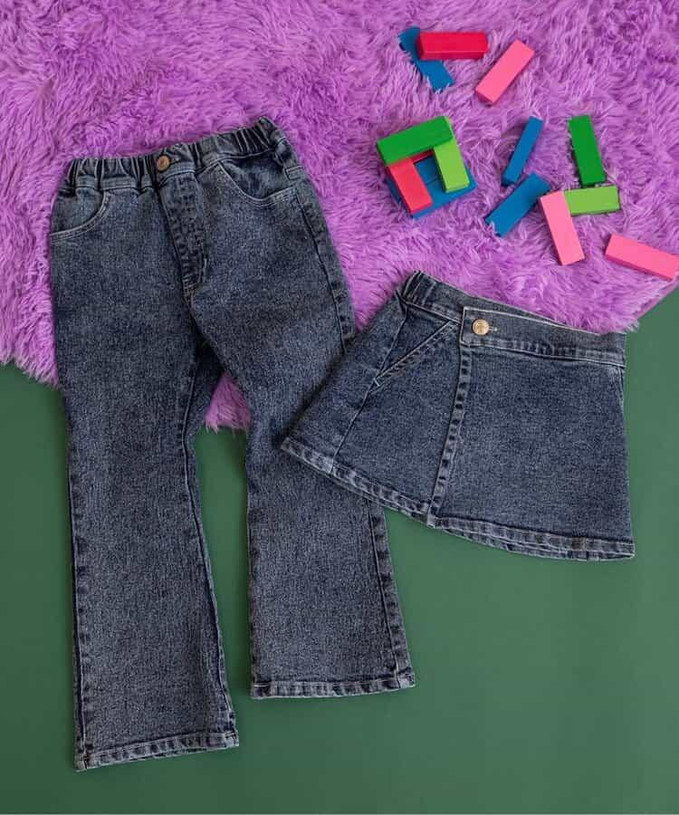 I'm Jelly!化學水洗牛仔裙褲套裝 10分長度