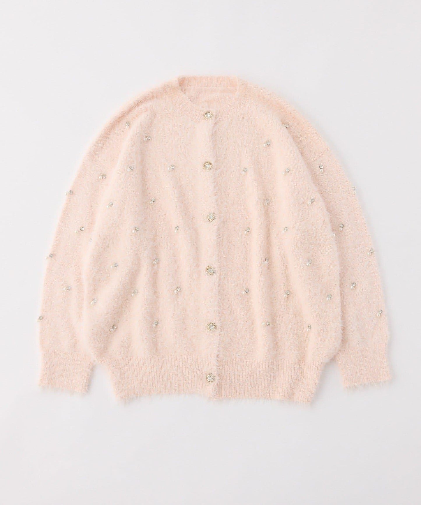 【PremiumOrder】寶石裝飾毛絨長款開衫