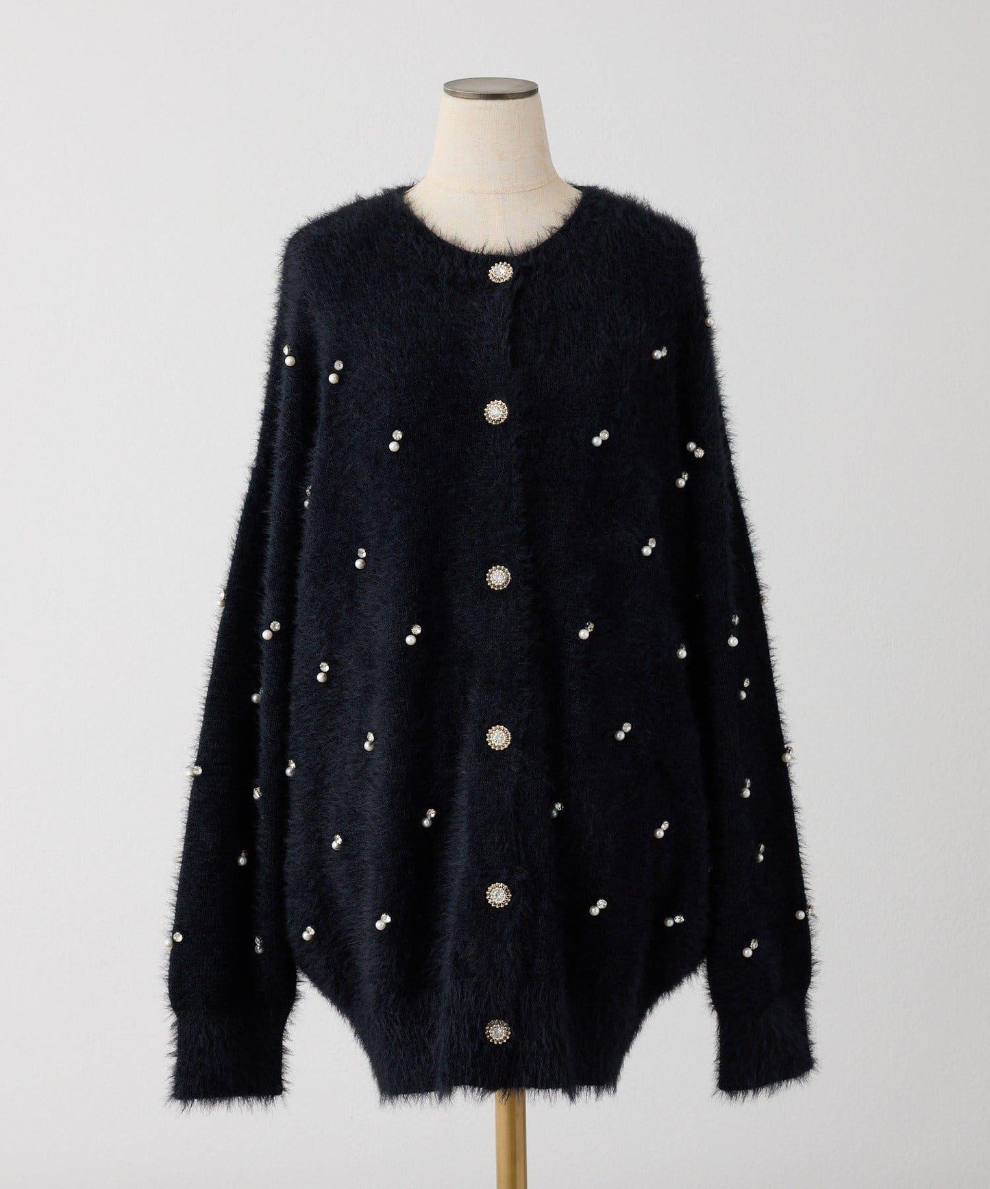 【PremiumOrder】寶石裝飾毛絨長款開衫