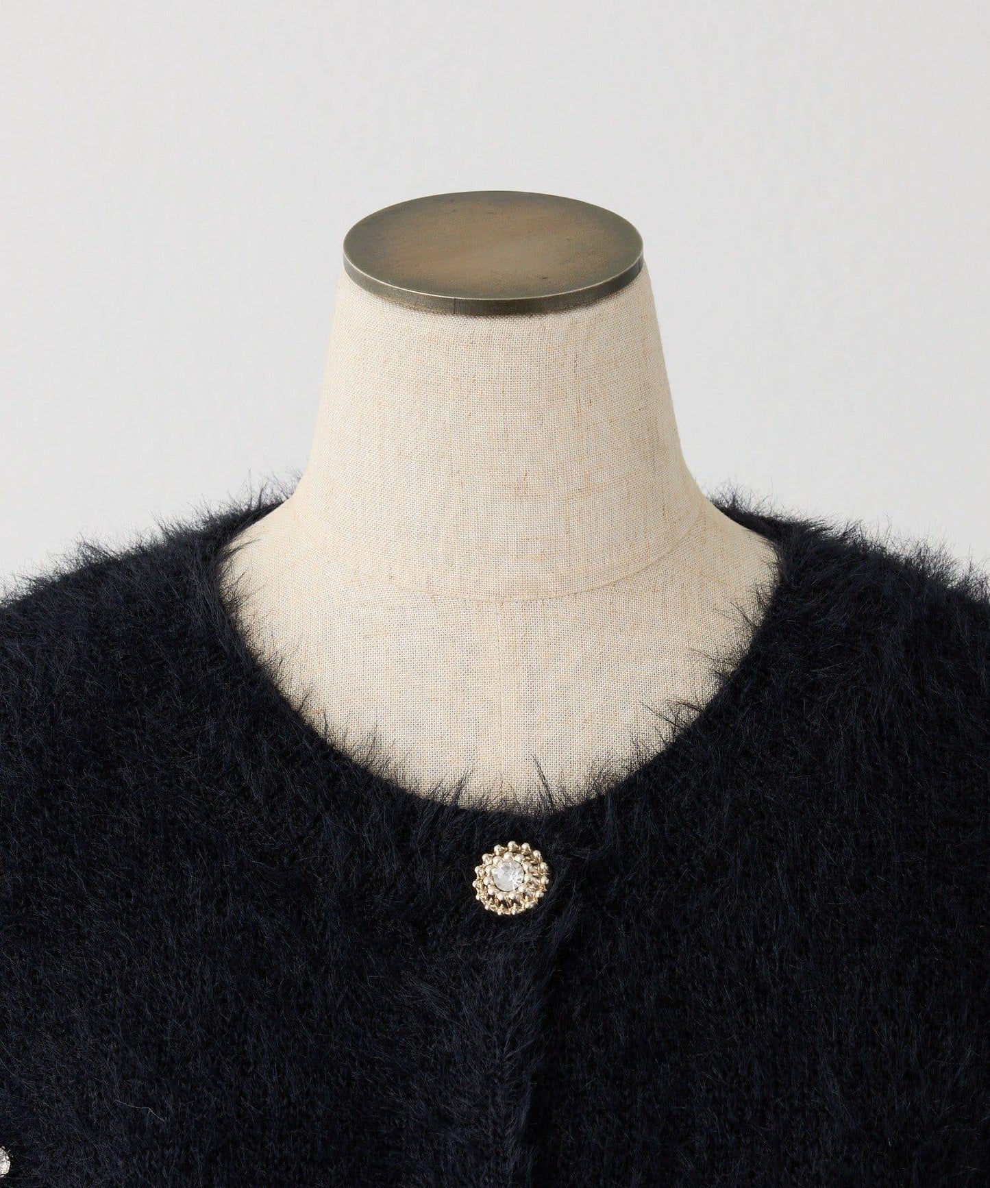 【PremiumOrder】寶石裝飾毛絨長款開衫