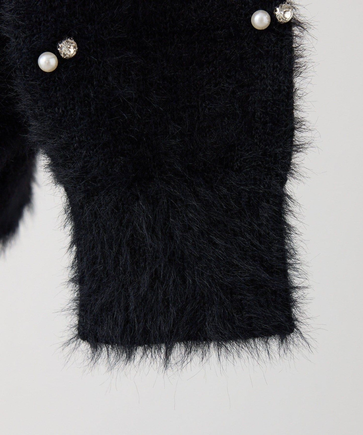 【PremiumOrder】寶石裝飾毛絨長款開衫