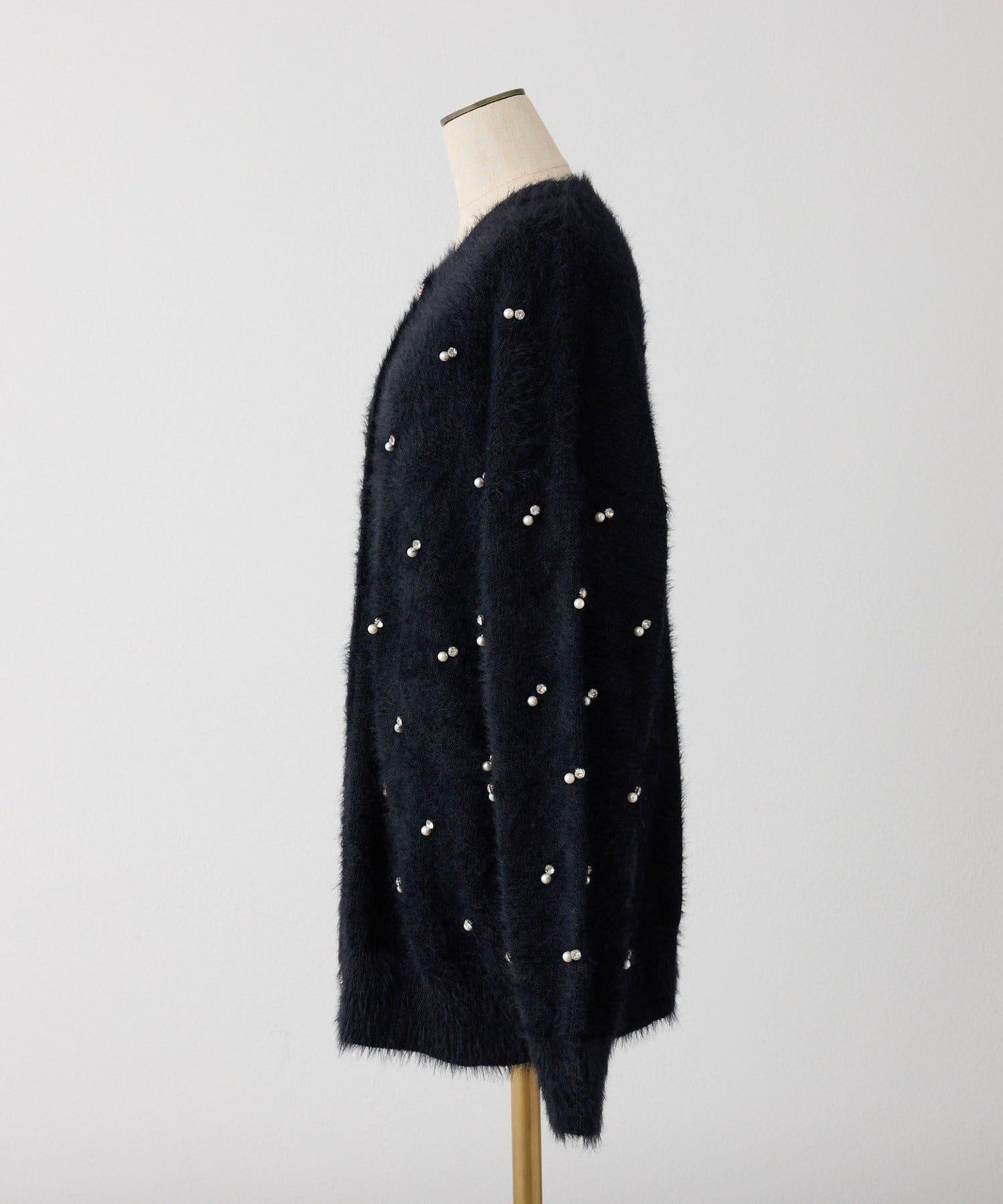 【PremiumOrder】寶石裝飾毛絨長款開衫