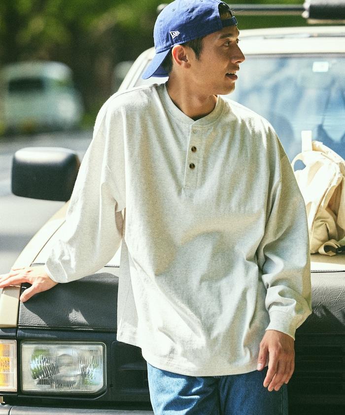 9盎司重磅寬鬆版型亨利領長袖T恤/重磅/長袖T恤