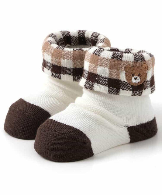 簡約設計格紋嬰兒襪