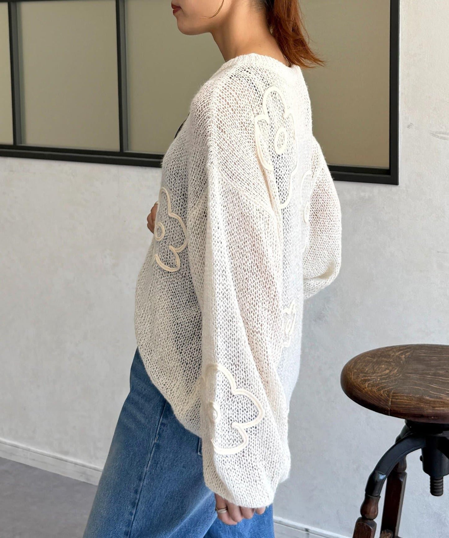 鏤空編織刺繡針織衫