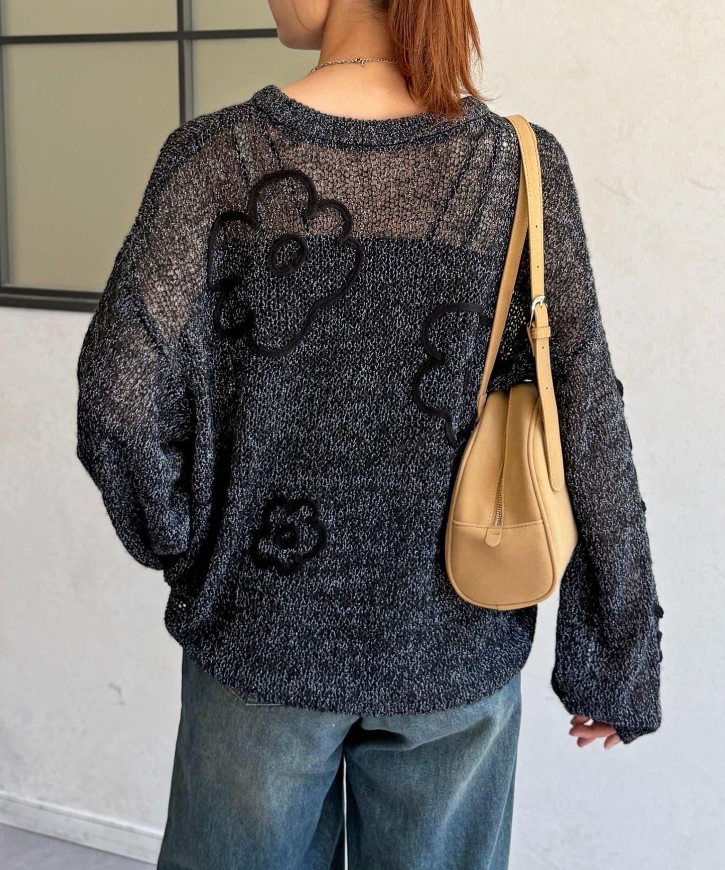 鏤空編織刺繡針織衫