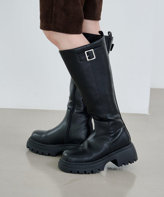 【皮革&絨面/2025秋冬】長筒帶扣靴