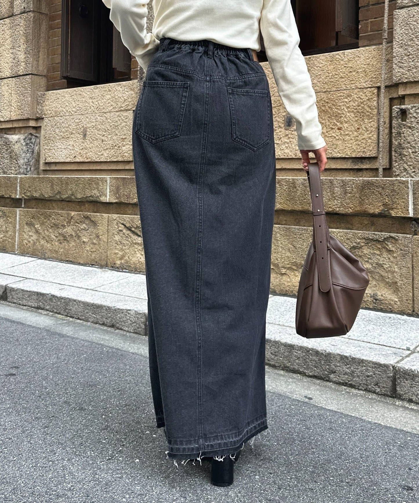 裁剪牛仔修身半身裙