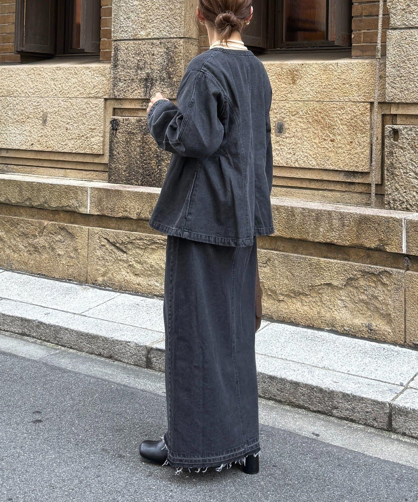 裁剪牛仔修身半身裙