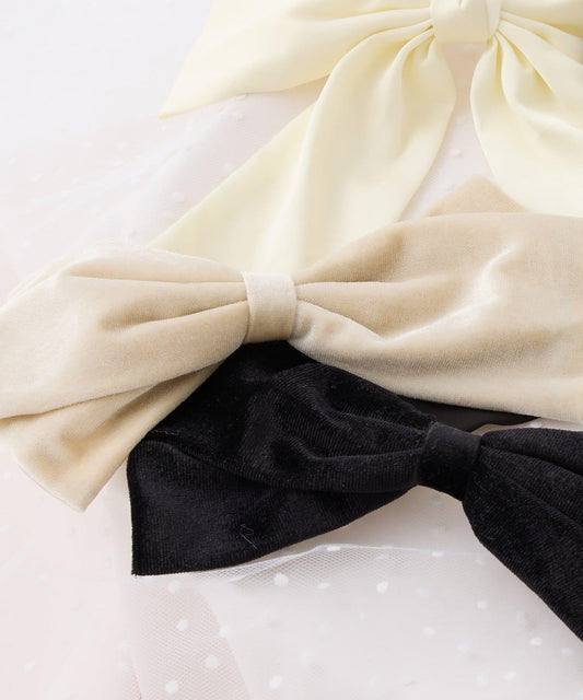 【Latini】天鵝絨蝴蝶結髮夾