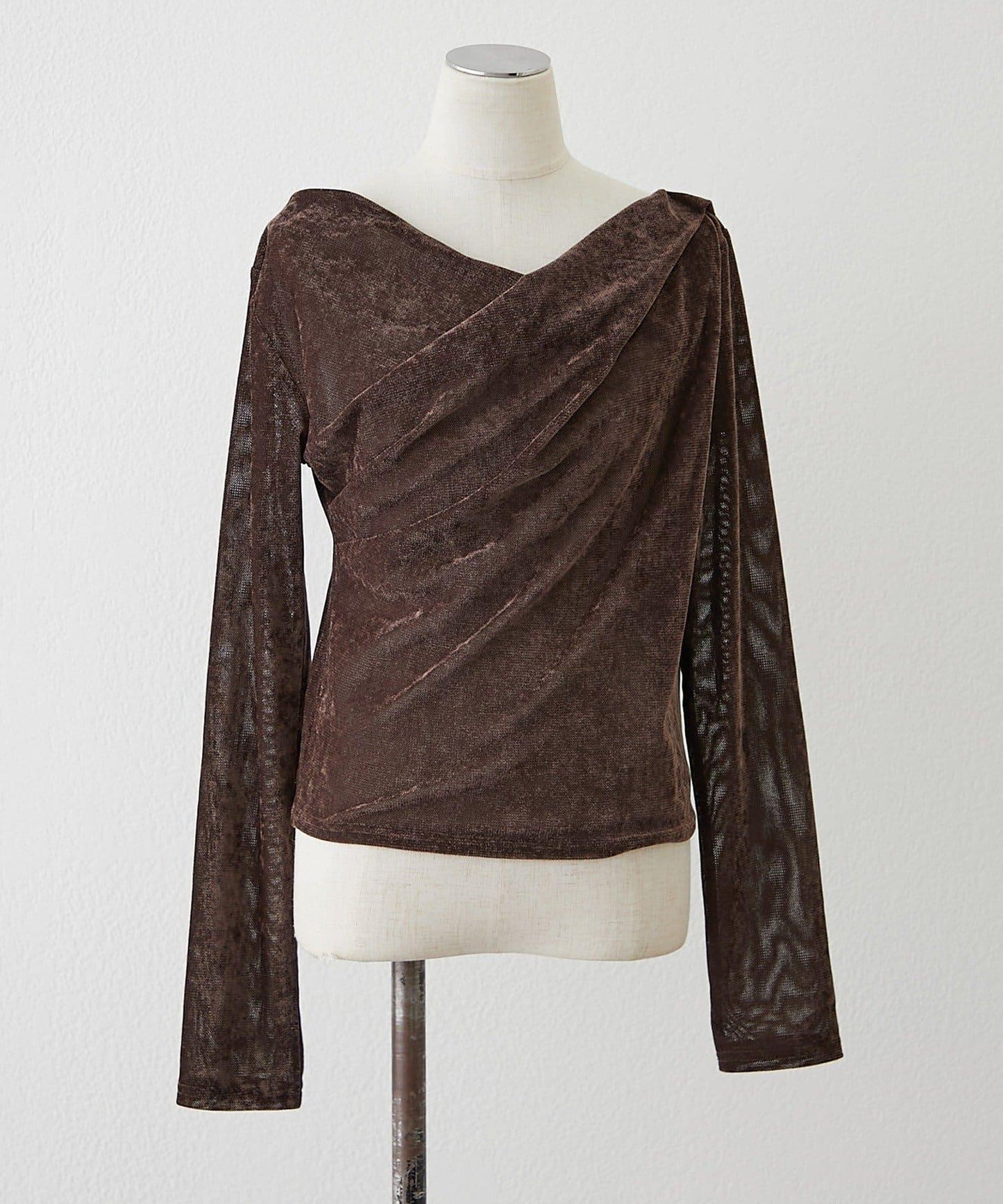 褶皺設計天鵝絨上衣