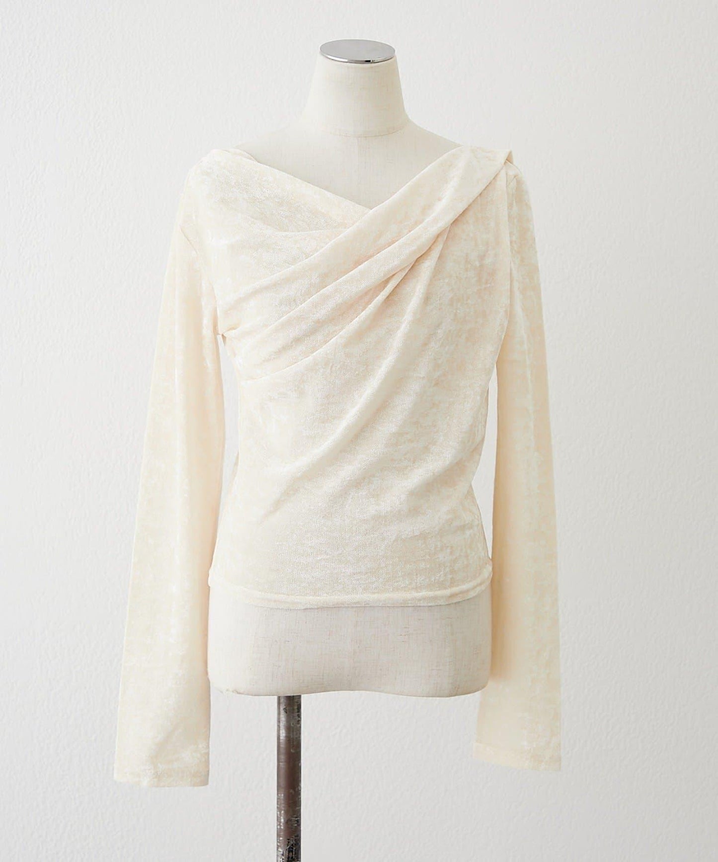 褶皺設計天鵝絨上衣