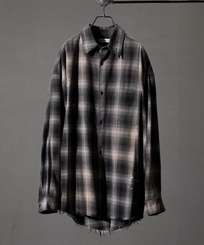 寬鬆版型 漂白工藝 漸變格紋 法蘭絨襯衫