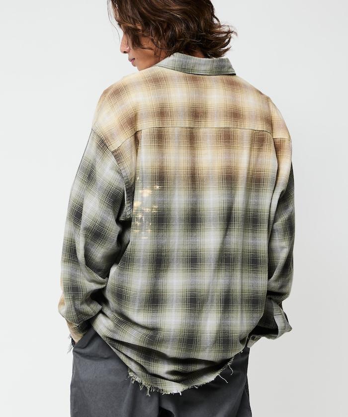 寬鬆版型 漂白工藝 漸變格紋 法蘭絨襯衫