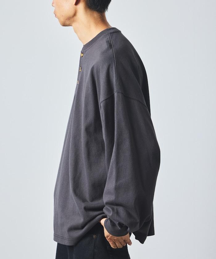 9盎司重磅寬鬆版型亨利領長袖T恤/重磅/長袖T恤