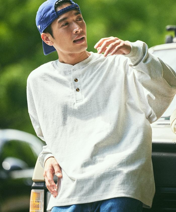 9盎司重磅寬鬆版型亨利領長袖T恤/重磅/長袖T恤