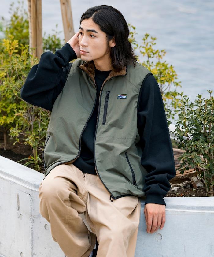 寬鬆版型尼龍羊羔絨雙面穿拉鍊馬甲