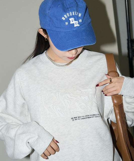 波浪藝術發泡印花圓領衛衣