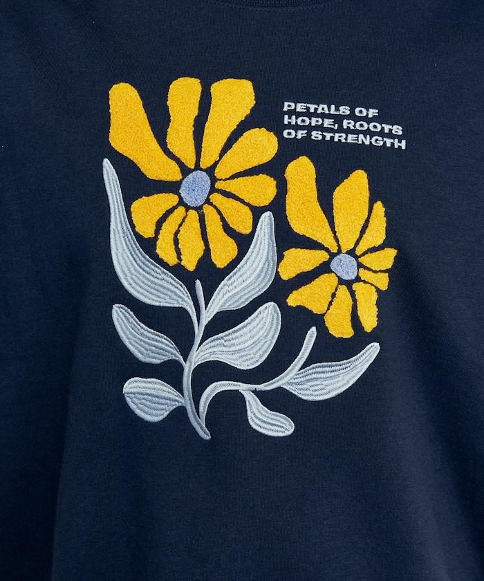 雛菊刺繡圓領衛衣