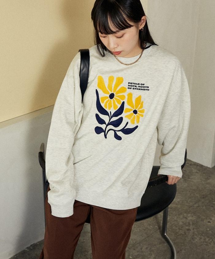 雛菊刺繡圓領衛衣