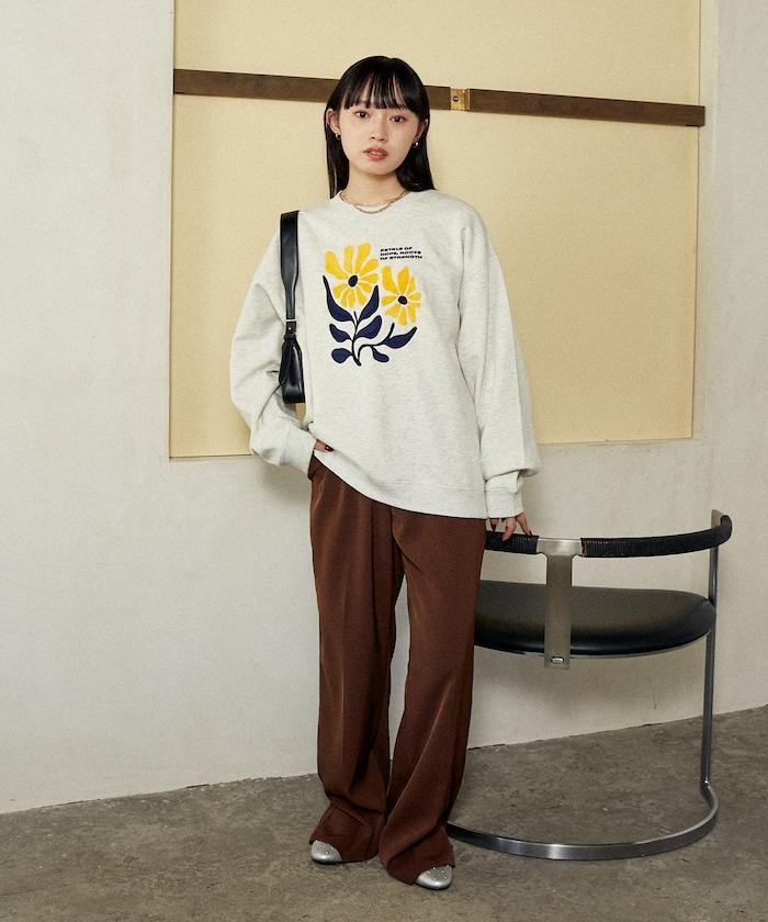 雛菊刺繡圓領衛衣