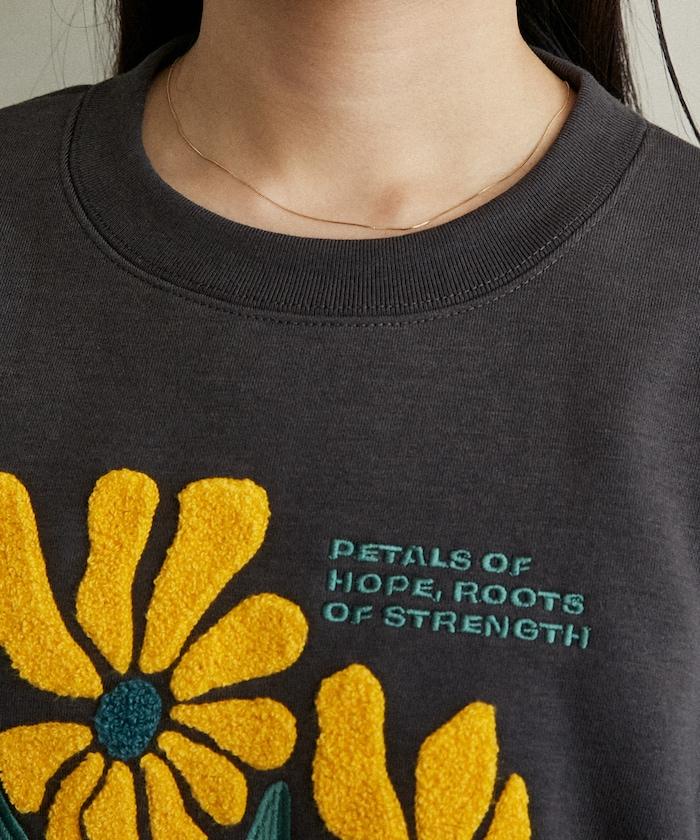 雛菊刺繡圓領衛衣