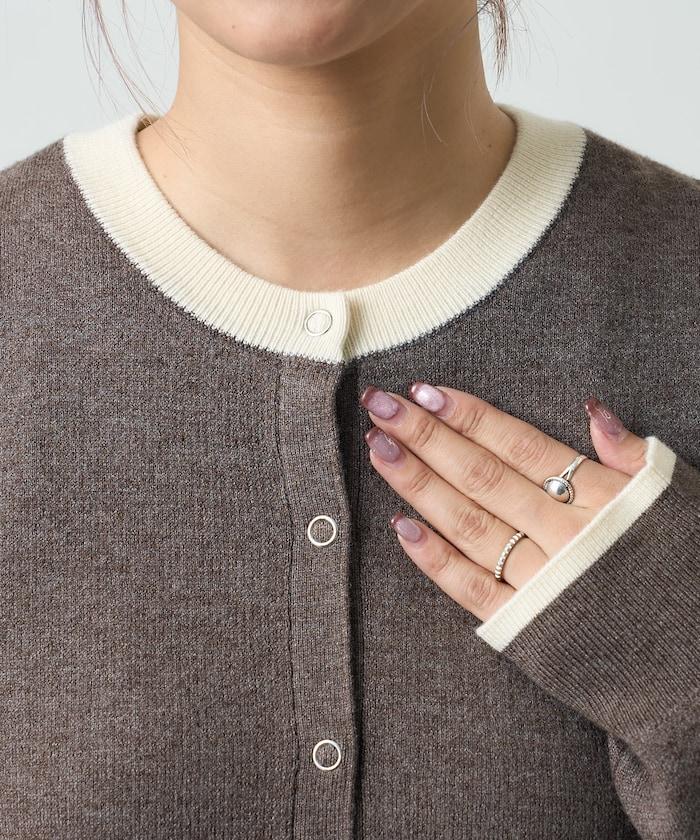 單點刺繡拼色針織開衫