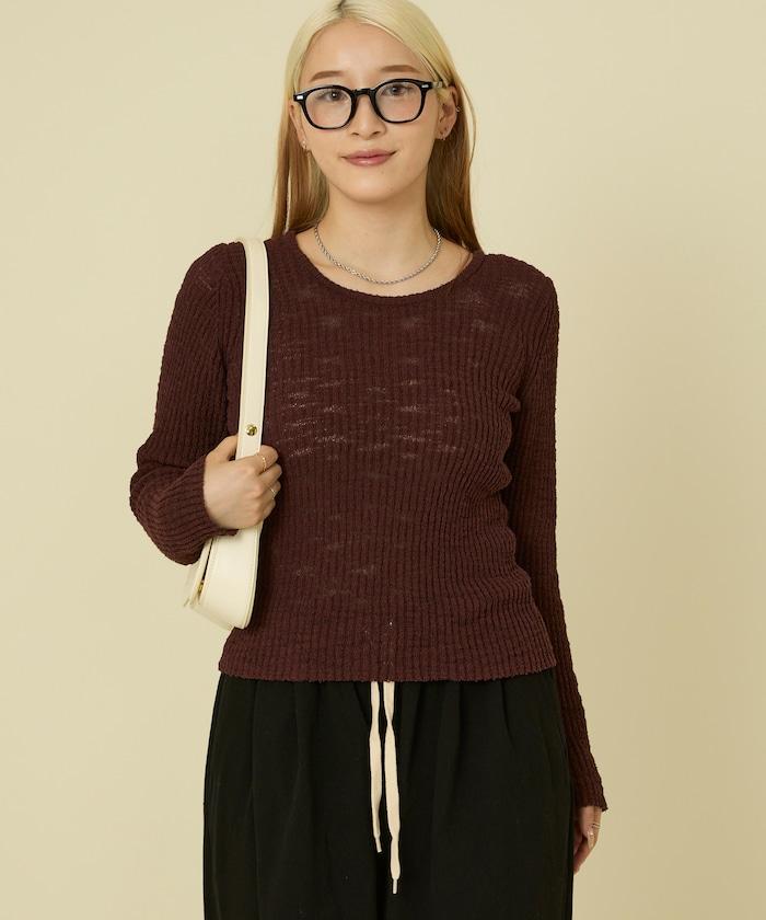 粗斜紋羅紋芭蕾領針織衫