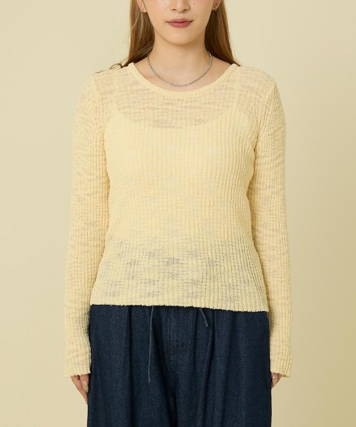 粗斜紋羅紋芭蕾領針織衫