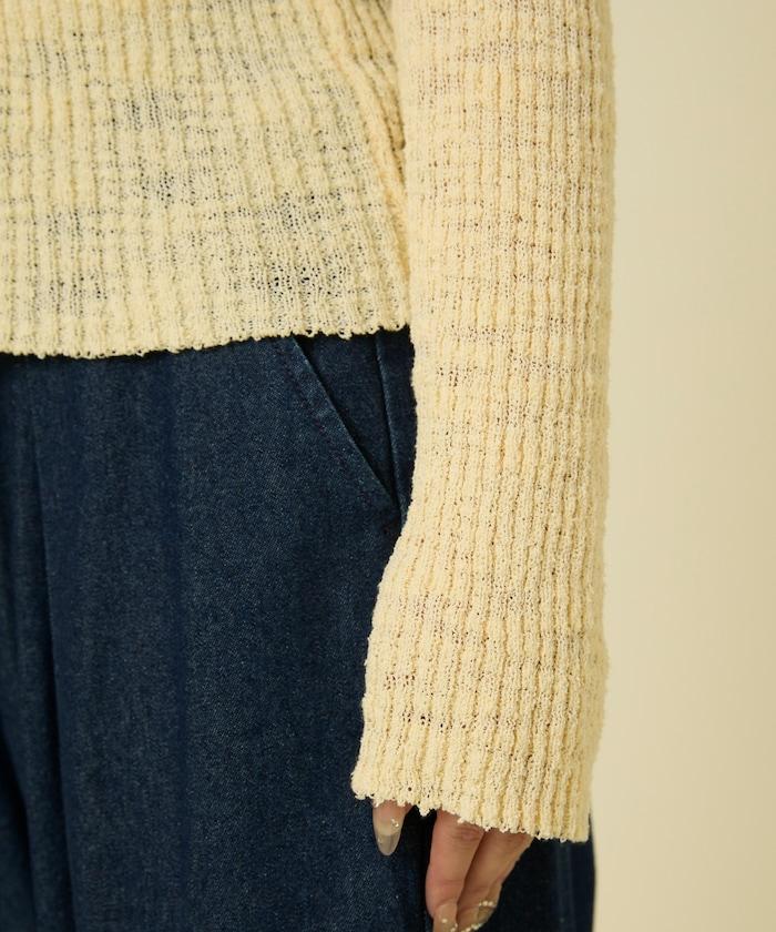 粗斜紋羅紋芭蕾領針織衫