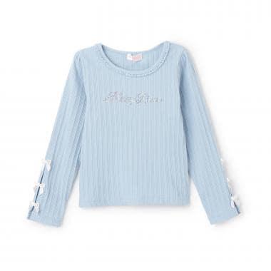 水鑽標誌羅紋長袖T恤